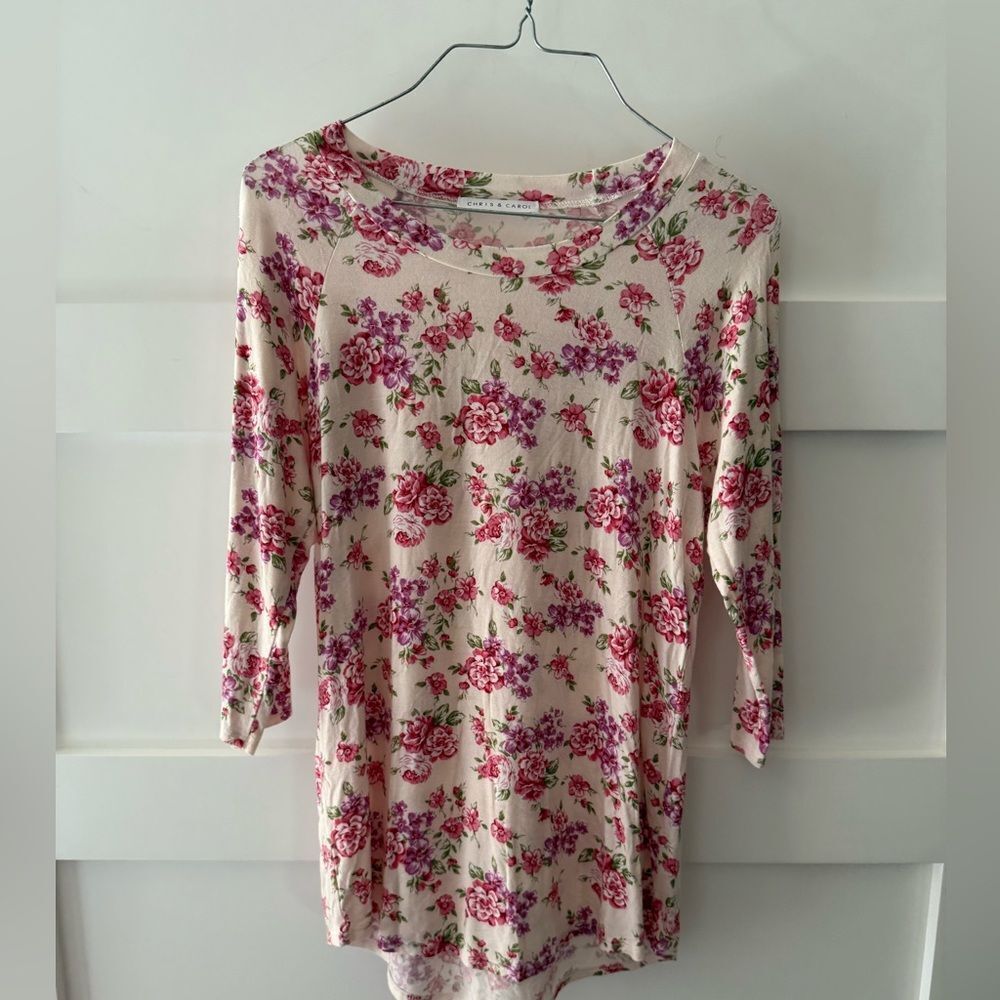 Chris & Carol Pink and Green Floral Top